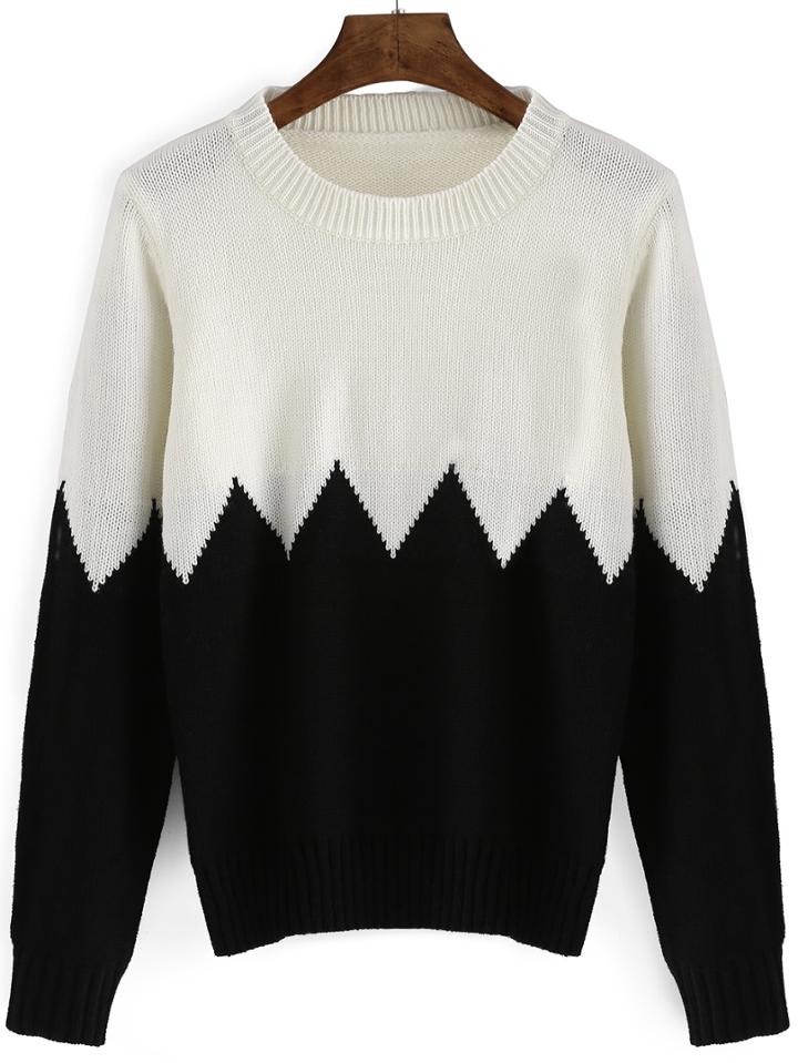 Romwe Women Color-block Slim Jumper