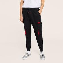 Romwe Guys Letter Patched Side Pocket Cargo Pants