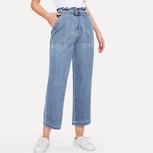 Romwe Ruffle Waist Culotte Jeans With Belt