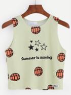 Romwe Basketball And Letters Print Tank Top