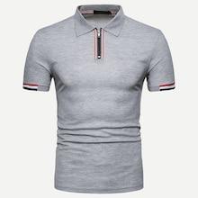 Romwe Guys Striped Rib Knit Trim Polo Shirt
