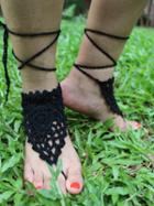 Romwe Black Crochet Foot Ring