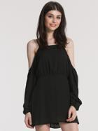 Romwe Black Spaghetti Strap Off The Shoulder Dress