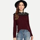 Romwe Lace Panel Neck Jumper