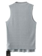 Romwe Grey Sleeveless Dipped Hem Knit T-shirt