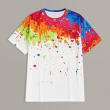 Romwe Guys Splatter Paint Print Tee