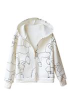 Romwe Cute Dogs Print Zippered Hoodie