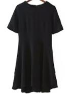 Romwe Short Sleeve Skate Black Dress