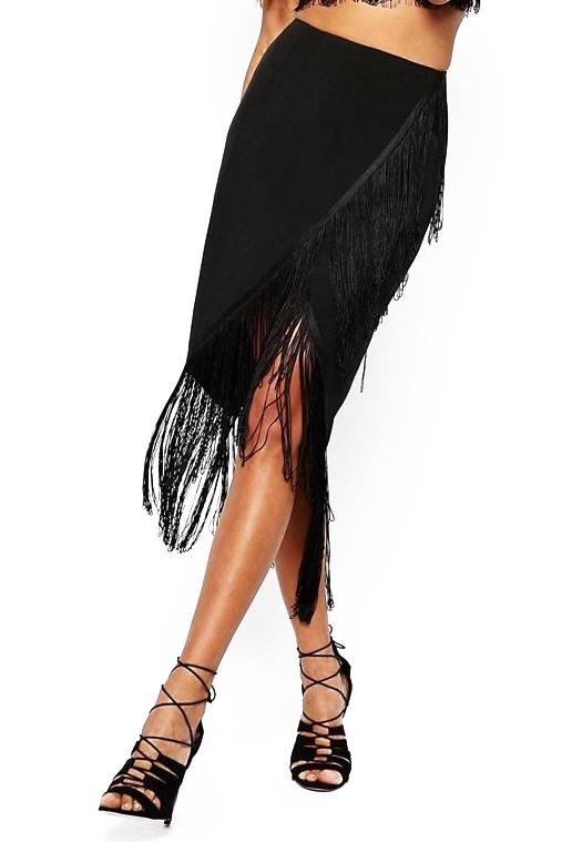 Romwe With Tassel Wraped Skirt