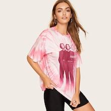 Romwe Figure Print Tie Dye Tee