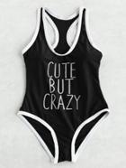Romwe Contrast Trim Racerback Tank Swimsuit