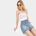 Romwe Letter Embroidery Bandeau Top