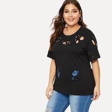 Romwe Plus Cut Out Tee