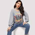 Romwe Choker Neck Letter And Eagle Sweatshirt