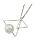 Romwe Silver Triangle Shape Pearl Necklace