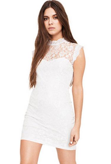 Romwe Sleeveless Backless Bodycon Lace Dress