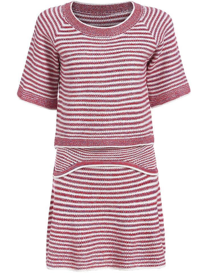 Romwe Short Sleeve Striped Top With Knit Skirt