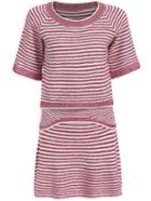 Romwe Short Sleeve Striped Top With Knit Skirt