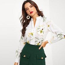 Romwe Flower Print Blouse