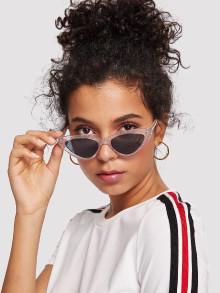 Romwe Glitter Frame Cat Eye Sunglasses