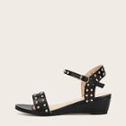 Romwe Studded Decor Two Part Wedges
