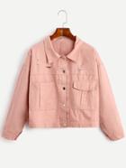 Romwe Pink Drop Shoulder Ripped Pockets Jacket