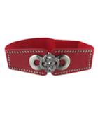 Romwe Red Pu Leather Wide Belt
