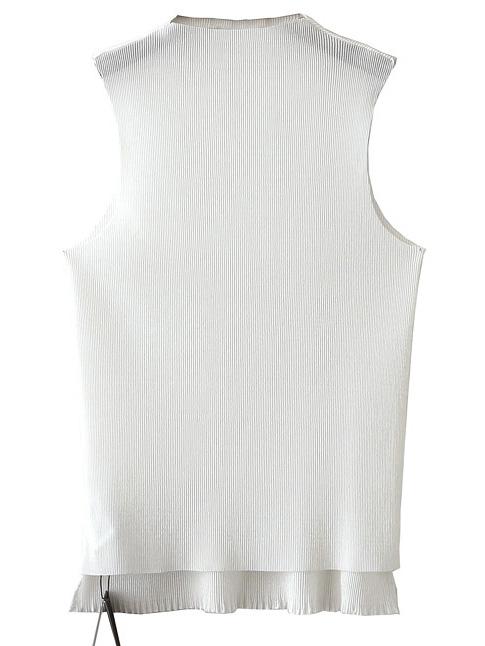 Romwe White Sleeveless Dipped Hem Knit T-shirt