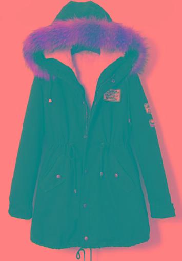 Romwe Faux Fur Trim Hood Navy Coat