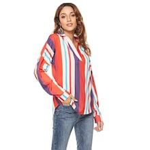 Romwe Color Block Striped Blouse