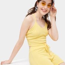 Romwe Solid Cami Top With Drawstring Waist Shorts