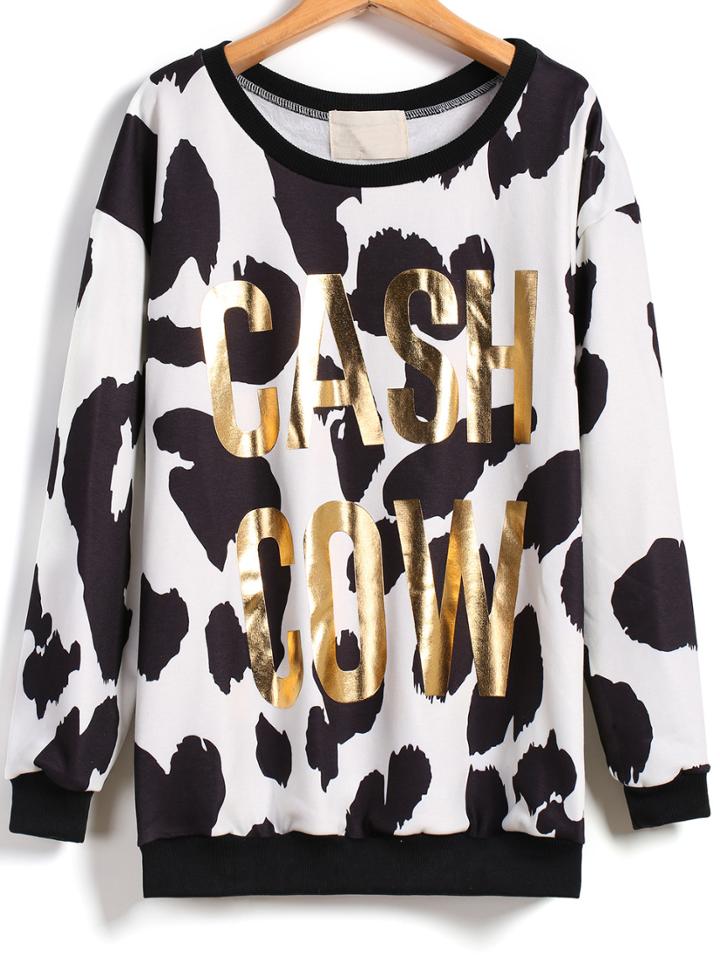 Romwe Bronzing Letters Print Sweatshirt