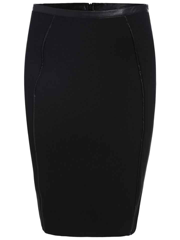 Romwe Back Zipper Bodycon Black Skirt