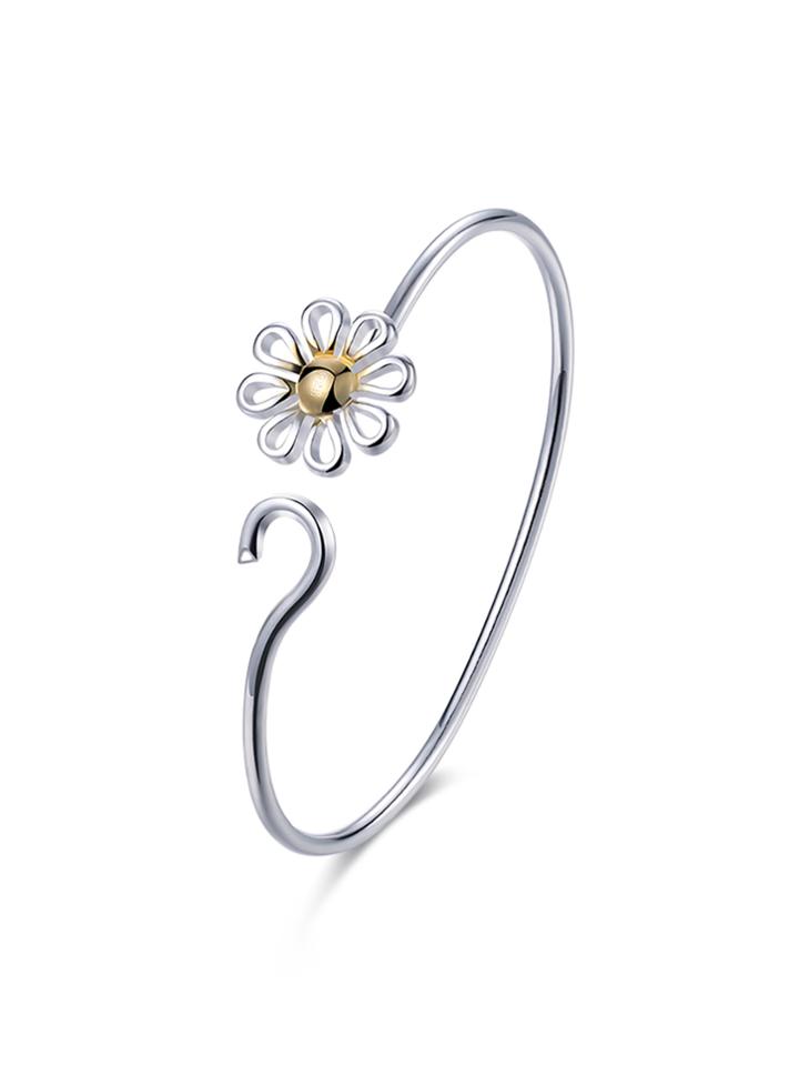 Romwe Two Tone Flower Design Bracelet