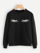 Romwe Eyelash Print Pullover