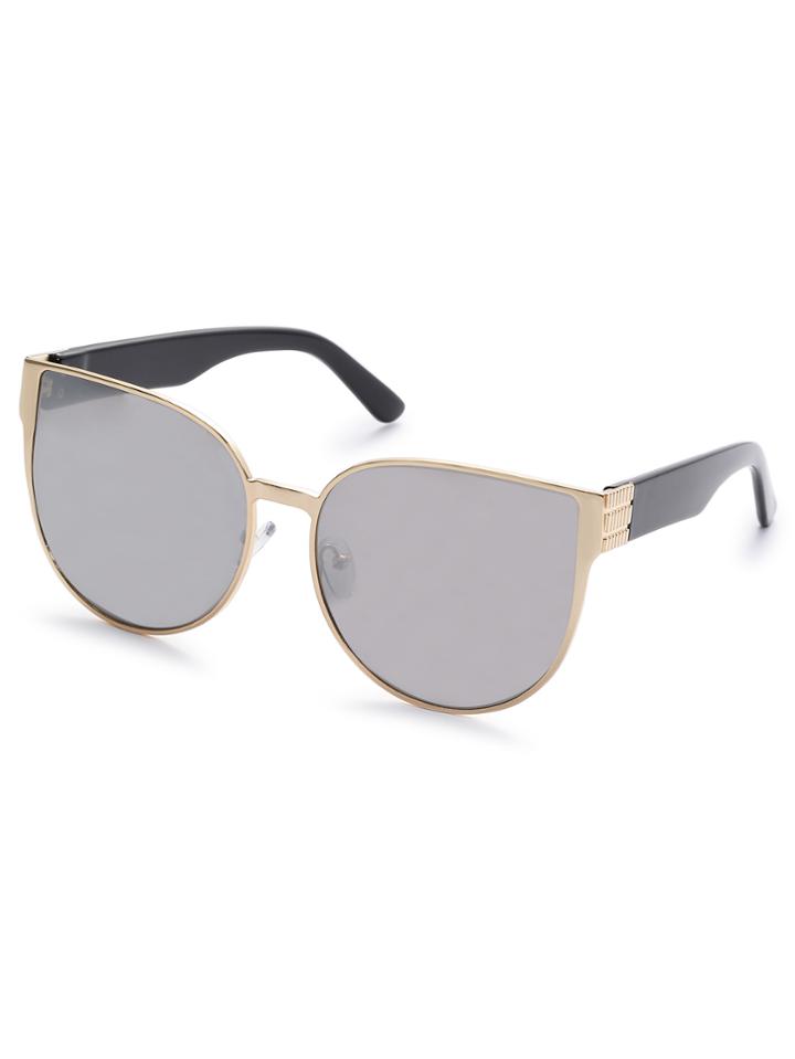 Romwe Gold Metal Frame Grey Vintage Cat Eye Sunglasses