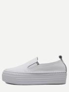 Romwe White Pebbled Flatform Shoes