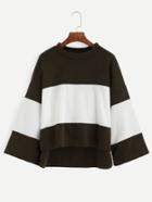 Romwe Color Block Dropped Shoulder Dip Hem T-shirt
