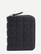 Romwe Black Quilted Zip Closure Fold Over Wallet