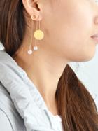 Romwe Long Chain With Simulated-pearl Circular Star Shape Stud Earrings