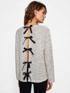 Romwe Slit Bow Back Knit Top