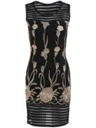 Romwe Sleeveless Embroidered Hollow Sheath Dress