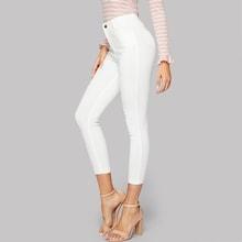 Romwe Solid Ankle Jeggings