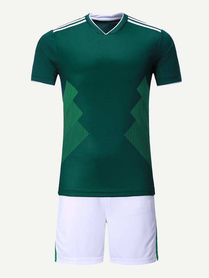 Romwe Men Mexico Football Host Team T-shirt With Shorts
