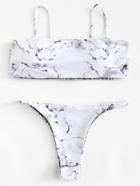 Romwe Marble Pattern Bikini Set