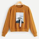 Romwe Graphic Patched Sweatshirt