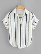 Romwe Stripe Buttons Blouse