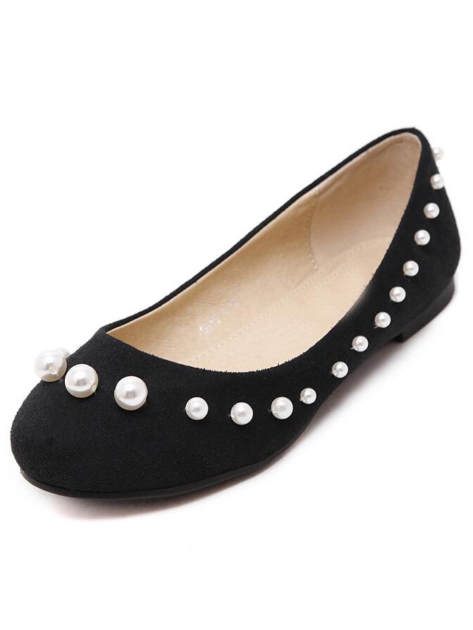 Romwe Black Bead Asakuchi Flats