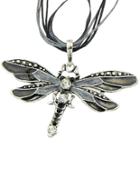 Romwe Black Diamond Dragonfly Necklace