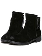 Romwe Black Round Toe Side Zipper Flat Boots